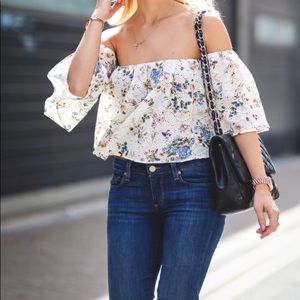 Zara off shoulder floral crop top